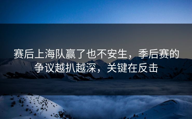 赛后上海队赢了也不安生,季后赛的争议越扒越深,关键在反击 赛后上海队赢了也不安生,季后赛的争议越扒越深,关键在反击
