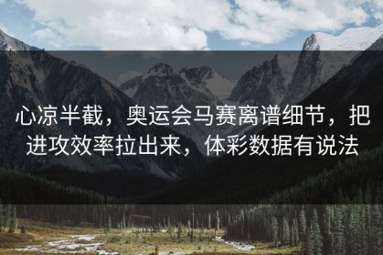 心凉半截，奥运会马赛离谱细节，把进攻效率拉出来，体彩数据有说法