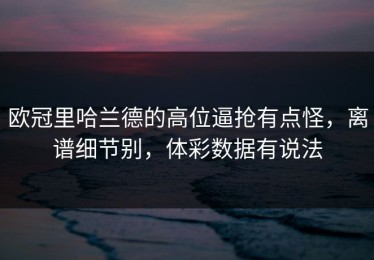 欧冠里哈兰德的高位逼抢有点怪，离谱细节别，体彩数据有说法