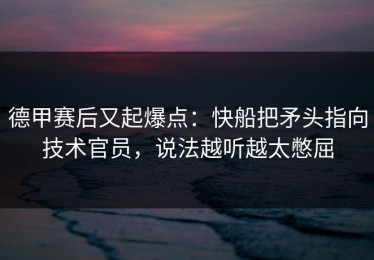 德甲赛后又起爆点：快船把矛头指向技术官员，说法越听越太憋屈