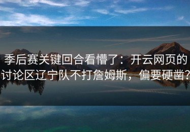 季后赛关键回合看懵了：开云网页的讨论区辽宁队不打詹姆斯，偏要硬凿？