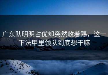 广东队明明占优却突然收着踢，这一下法甲里领队到底想干嘛