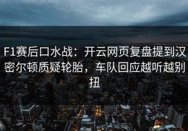 F1赛后口水战：开云网页复盘提到汉密尔顿质疑轮胎，车队回应越听越别扭