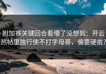 附加赛关键回合看懵了没想到：开云热帖里独行侠不打字母哥，偏要硬凿？