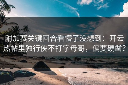 附加赛关键回合看懵了没想到：开云热帖里独行侠不打字母哥，偏要硬凿？