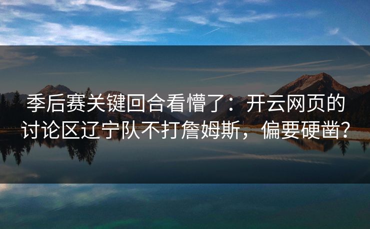 季后赛关键回合看懵了：开云网页的讨论区辽宁队不打詹姆斯，偏要硬凿？