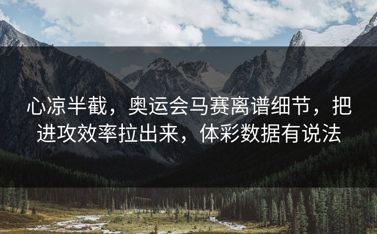 心凉半截，奥运会马赛离谱细节，把进攻效率拉出来，体彩数据有说法